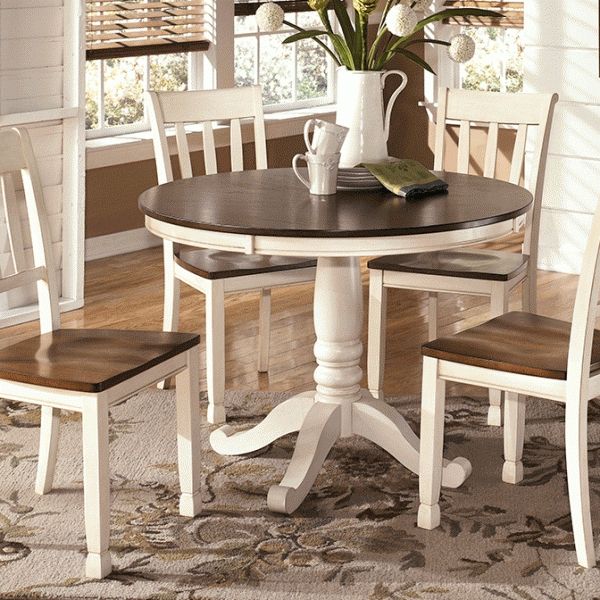 Whitesburg Round Dining Table And 4 Side Chairs | Louisville For 2018 Circular Dining Tables For  (View 18 of 20)