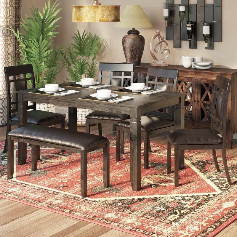 World Menagerie Kouaoua 6 Piece Dining Set & Reviews | Wayfair For Latest Wooden Dining Tables And 6 Chairs (Photo 6 of 20)