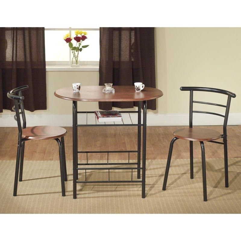 Zipcode Design Volmer 3 Piece Compact Dining Set & Reviews | Wayfair Pertaining To Best And Newest Compact Dining Room Sets (Photo 13 of 20)