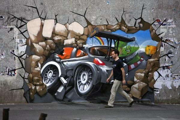 20 Absolutely Inspiring 3D Street Art – Designrfix In Cars 3D Wall Art (View 9 of 20)