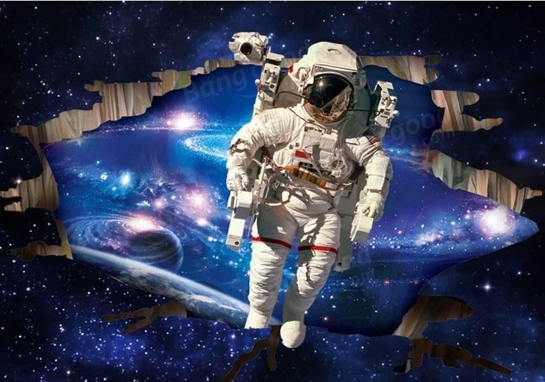 3D Wall Stickers Wallpaper Space Astronauts Decor Kids Room Decal Inside Astronaut 3D Wall Art (View 7 of 20)