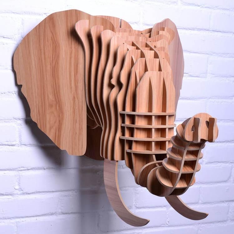 Creative 3D Wood Elephant,wall Animal,european Style Home Decor Within Animals 3D Wall Art (View 14 of 20)
