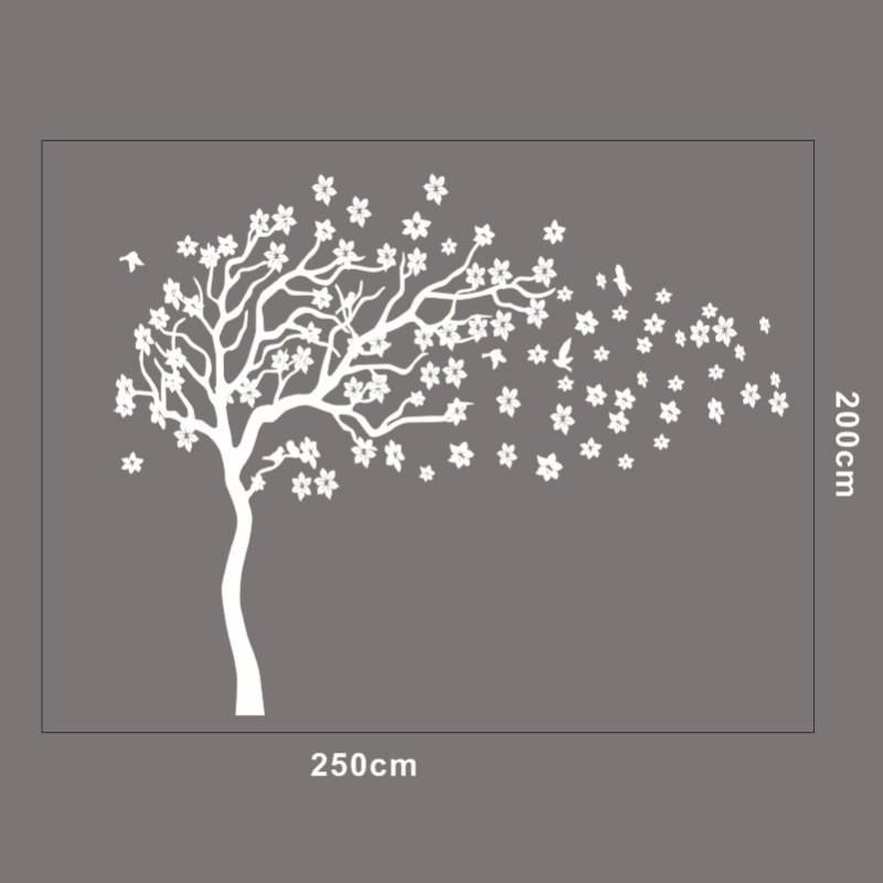 Huge White Tree Flowers 3D Vinyl Wall Decal Nursery Tree And Birds Intended For White Birds 3D Wall Art (View 13 of 20)