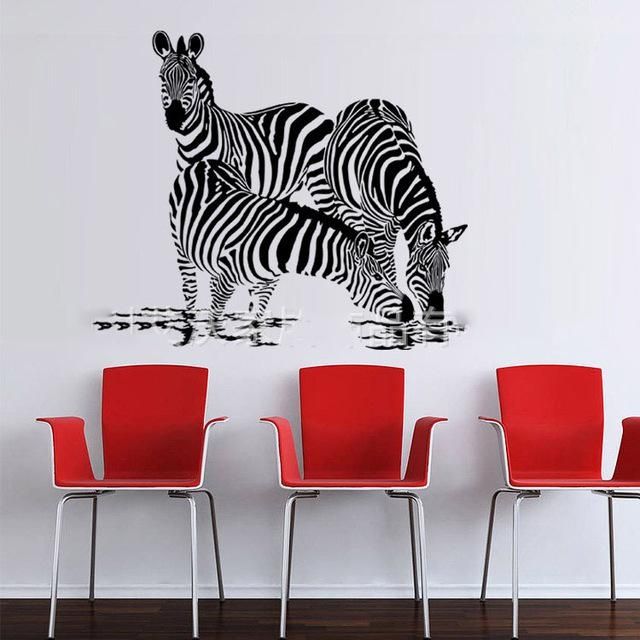 Large Diy 3D Zebra Wall Stickers Art Mural Kids Boy Living Room Regarding Zebra 3D Wall Art (View 12 of 20)