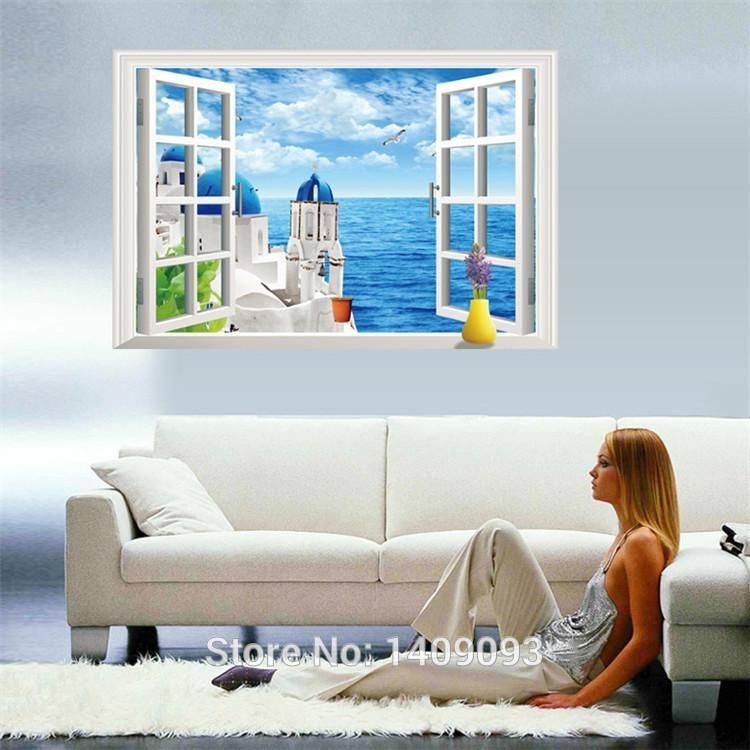 Love Wedding Decoration Aegean Sea 3D Wall Art Fantasy Blue Sky For Vinyl 3D Wall Art (View 14 of 20)