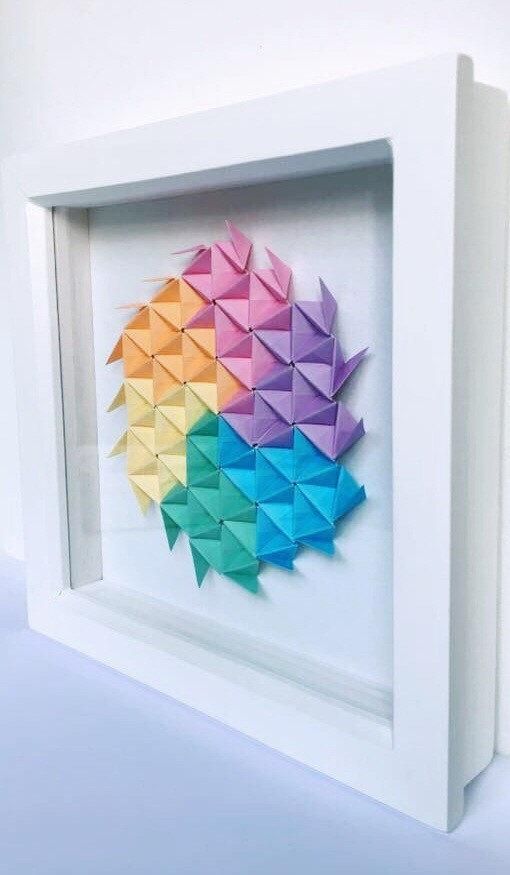 Origami Wall Art Modular Origami Wall Decor 3D Paper Art For 3D Triangle Wall Art (Photo 9 of 20)