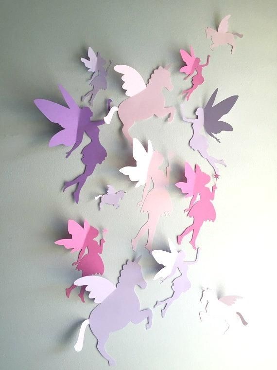 Unicorn And Fairy Wall Decor 3D Unicorn And Fairy Paper Wall Inside 3D Unicorn Wall Art (View 3 of 20)
