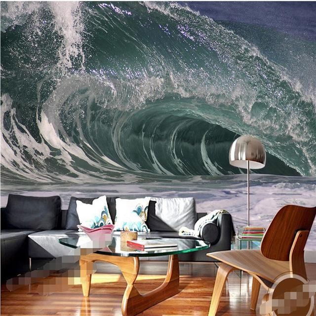 Wall Wallpaper 3D Wall Art Background Photography Artistic Ocean Within Waves 3D Wall Art (View 19 of 20)