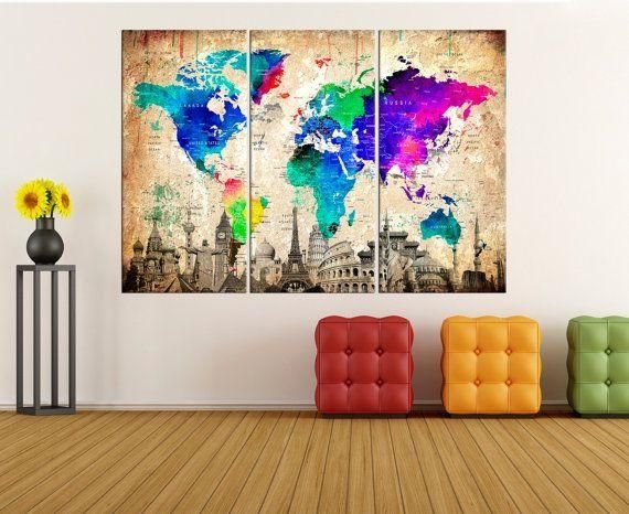 164 Best Dünya Haritaları Images On Pinterest | World Map Wall Art Pertaining To Abstract Map Wall Art (View 2 of 20)