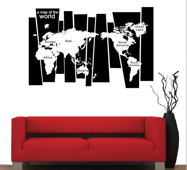 A Map Of World Wall Stickers Creative Make Up Map Of The World Within Europe Map Wall Art (View 20 of 20)