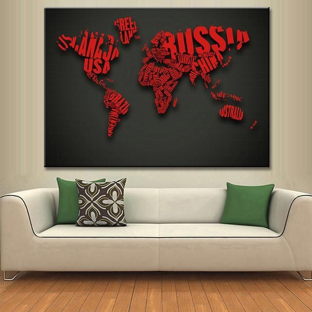 Aliexpress : Buy 1 Pcs Huge World Maps Canvas Painting Pertaining To Butterfly Map Wall Art (View 15 of 20)