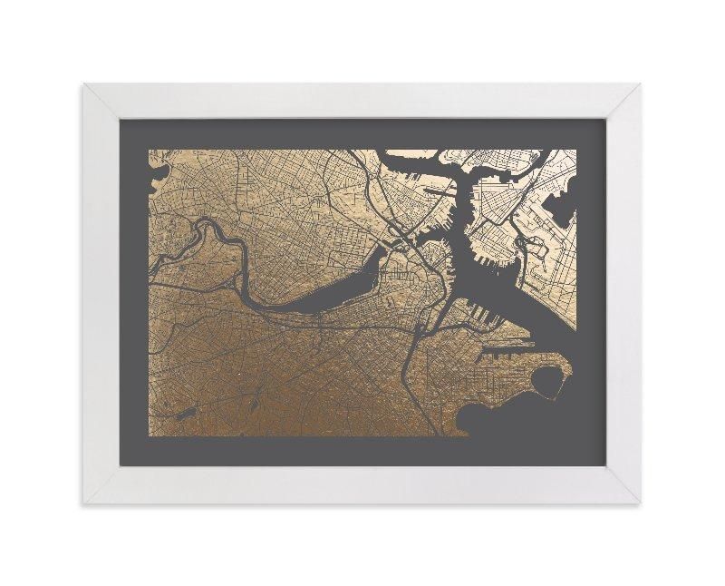 Boston Map Foil Pressed Wall Artalex Elko Design | Minted Throughout Boston Map Wall Art (Photo 1 of 20)