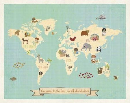 Buy Global Compassion World Map 24X18 Print Childrens Wall Art Map In World Map Wall Art For Kids (Photo 8 of 20)