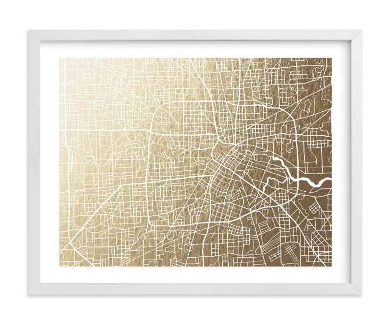 Houston Map Foil Pressed Wall Artgriffinbell Paper Co. | Minted With Regard To Houston Map Wall Art (Photo 1 of 20)