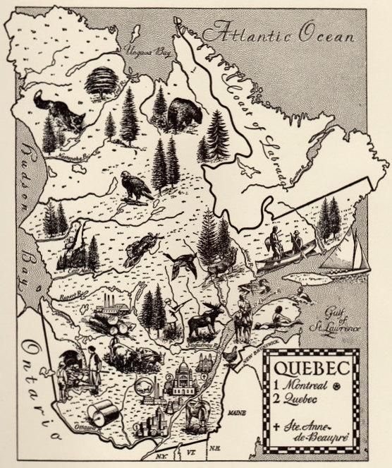 Items Similar To Quebec Map Print / Vintage Map Illustration For Map Wall Art Canada (View 12 of 20)