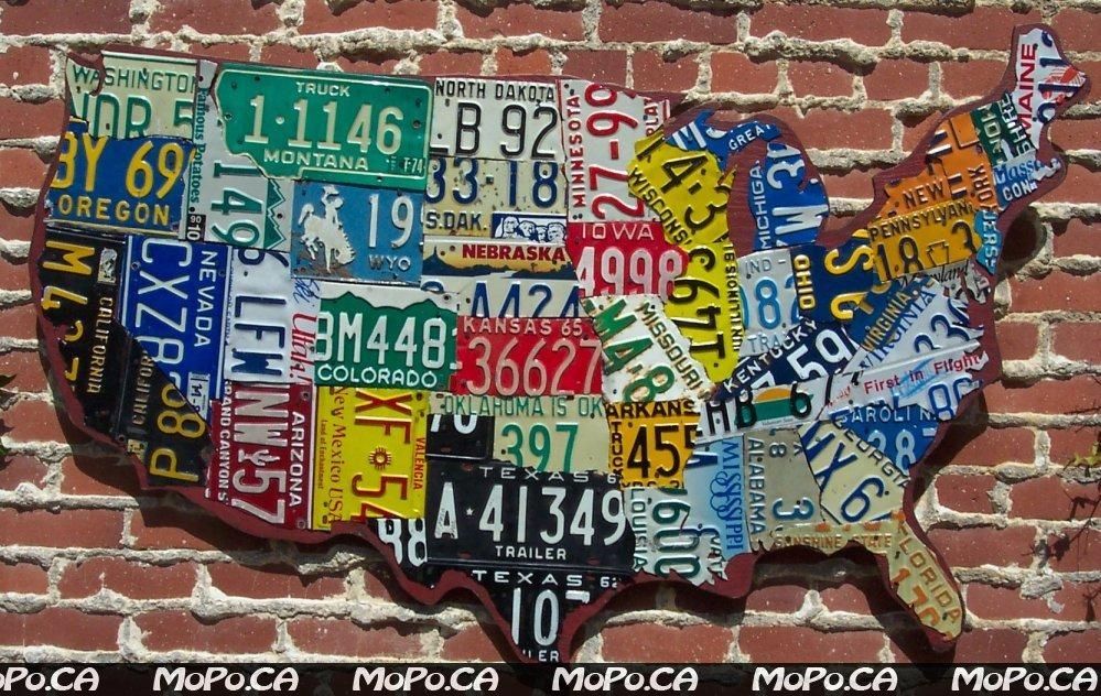 License Plate Map Of The Usa On Gray Reclaimed Wood Vintage Intended For License Plate Map Wall Art (Photo 10 of 20)
