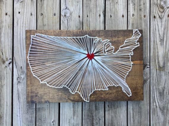 Map String Art Wood Map Of Us Large Wood Map Wood Us Map Pertaining To String Map Wall Art (Photo 6 of 20)