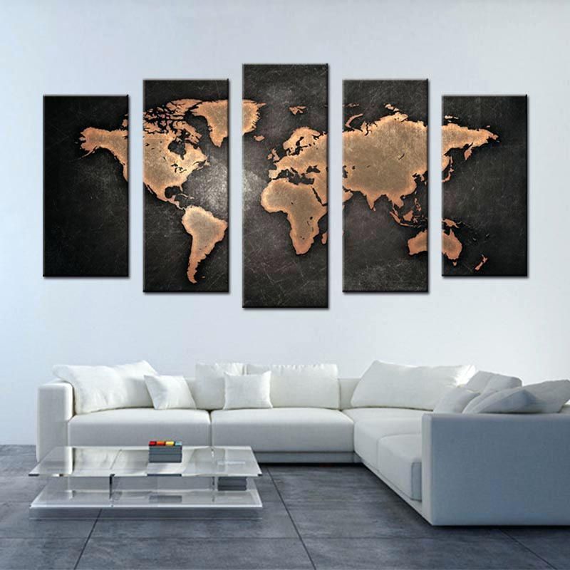 Map Wall Art Buy 5 Set Modern Abstract World Map Wall Art Painting For Usa Map Wall Art (View 12 of 20)
