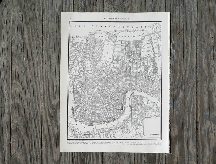 New Orleans Map / Vintage Map Decor / City Map Wall Art / 1939 With New Orleans Map Wall Art (View 20 of 20)