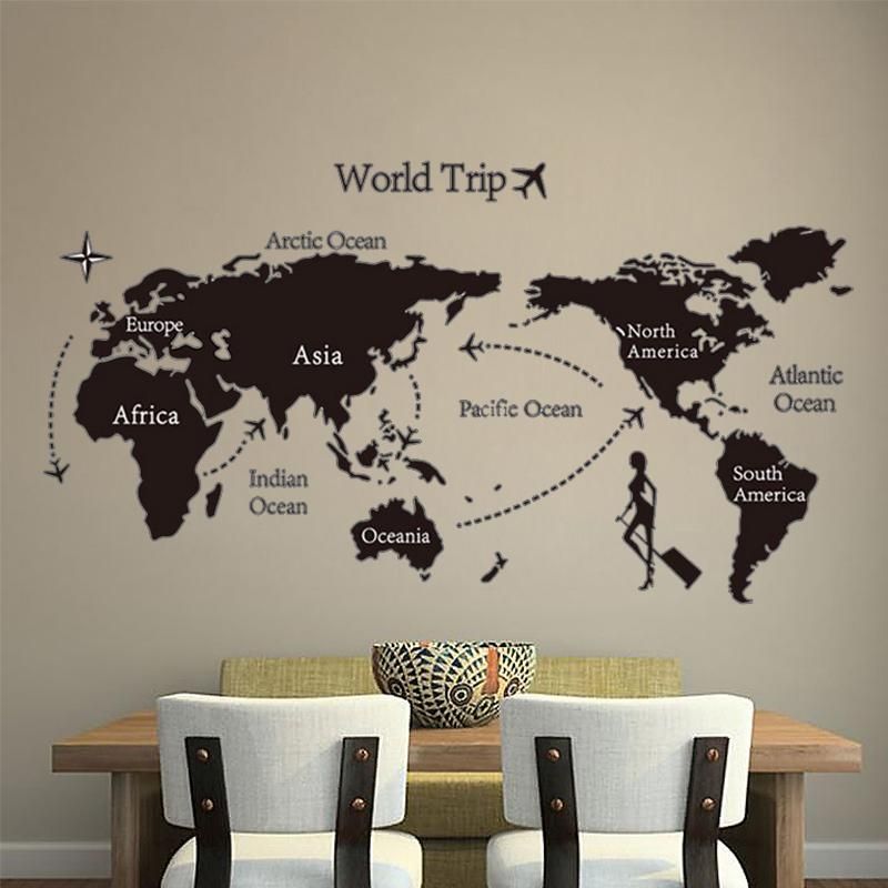Poster Global World Trip Map Poster Map Wall Sticker Decals Wall Within Europe Map Wall Art (View 1 of 20)