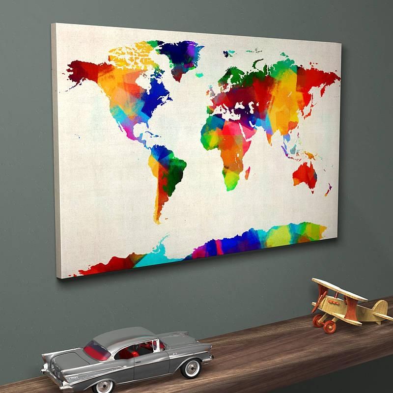 Sponge Paint Map Of The World Art Printartpause Regarding World Map Wall Art Print (Photo 1 of 20)