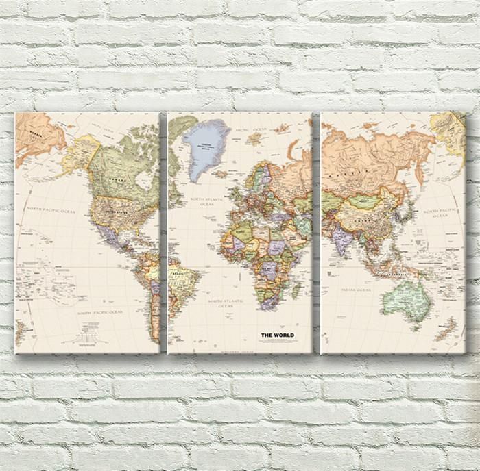 Wall Art Designs: Map Wall Art Vintage English World Map Painting With Regard To World Map Wall Art Framed (View 13 of 20)