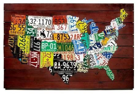 Wall Art: Us Map Made From State License Plates With Usa Map Wall Art (View 16 of 20)