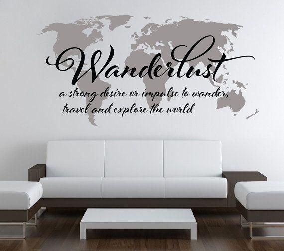 World Map Art Wall Decal Home Decoration White Background For Travel Map Wall Art (View 18 of 20)