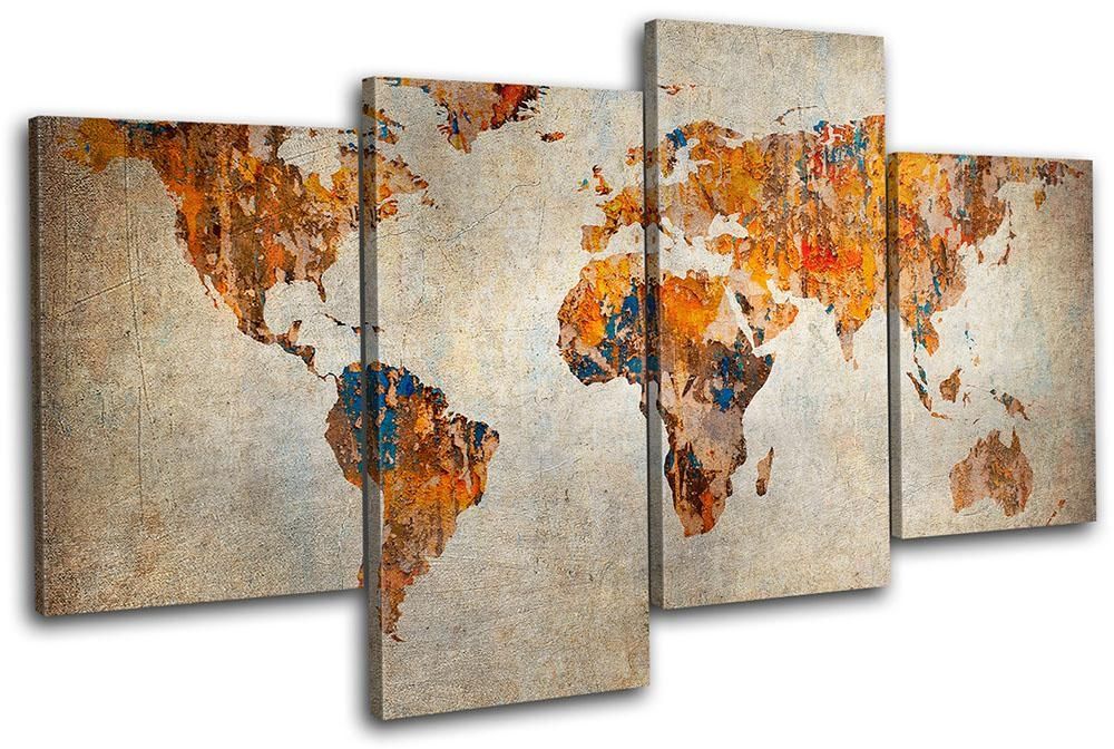 World Map Wall Art. Vintage World Map Wall Mural (View 18 of 20)