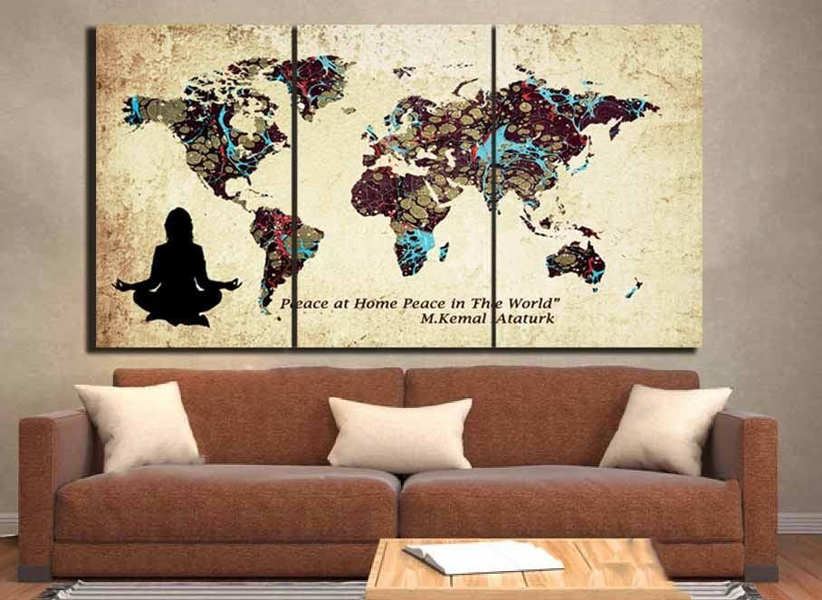 World Map,custom World Map,large World Map Wall Art ,custom Canvas In Custom Map Wall Art (View 7 of 20)