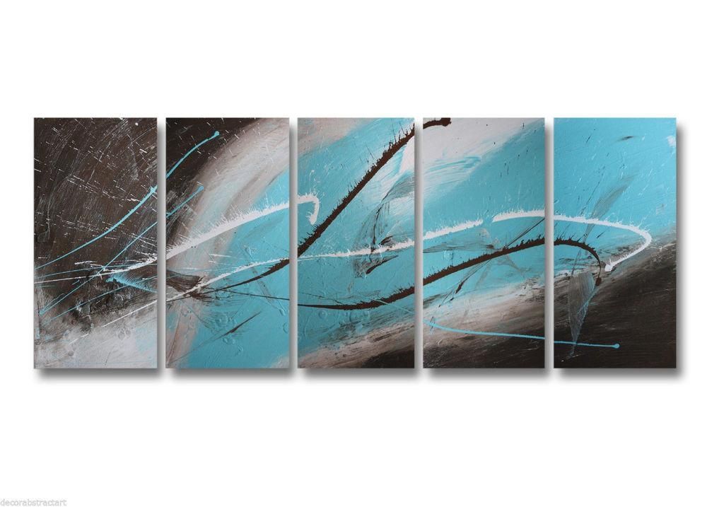 Abstract Art Canvas Painting Brown Turquoise  (View 4 of 20)