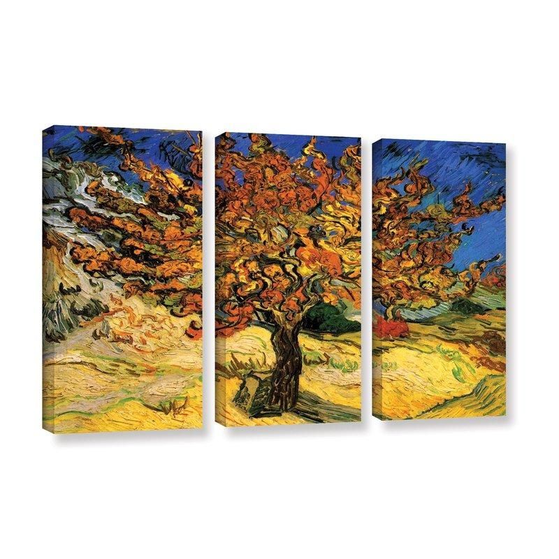 Alcott Hill 'mulberry Tree'vincent Van Gogh 3 Piece Painting Throughout Vincent Van Gogh Multi Piece Wall Art (View 8 of 20)