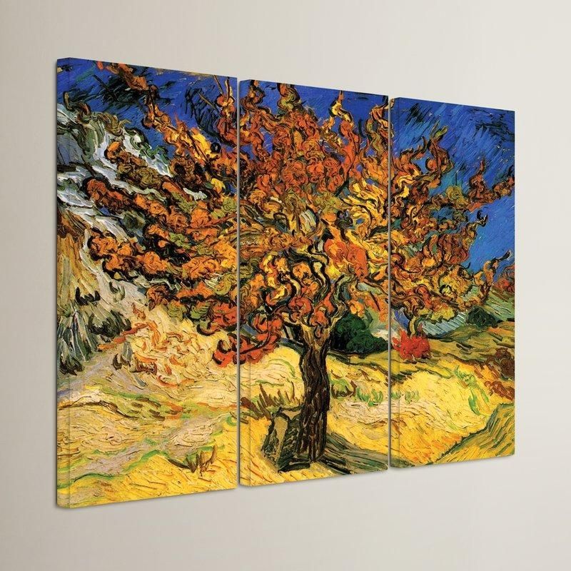 Alcott Hill 'mulberry Tree'vincent Van Gogh 3 Piece Painting Within Vincent Van Gogh Multi Piece Wall Art (View 9 of 20)