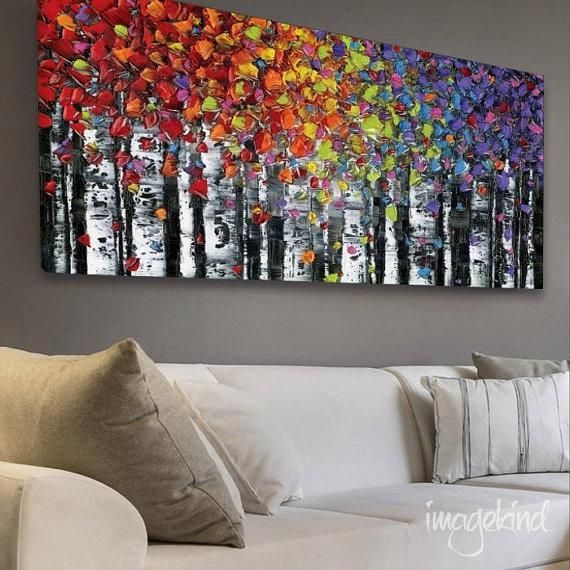 Birch Trees Abstract Wall Art Print Largemodernhouseart | Art Throughout Acrylic Abstract Wall Art (View 9 of 20)