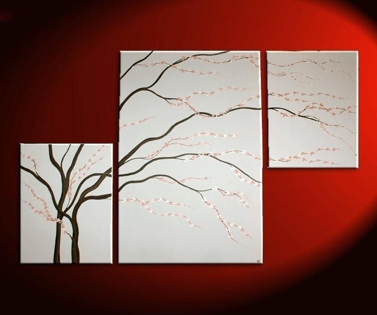 Black And White Painting Wall Art Cherry Blossom Art Elegant For Abstract Cherry Blossom Wall Art (Photo 19 of 20)