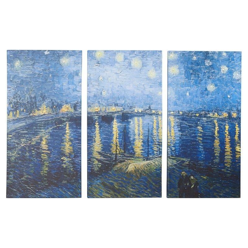 Charlton Home 'starry Night Over The Rhone'vincent Van Gogh 3 In Vincent Van Gogh Multi Piece Wall Art (Photo 14 of 20)