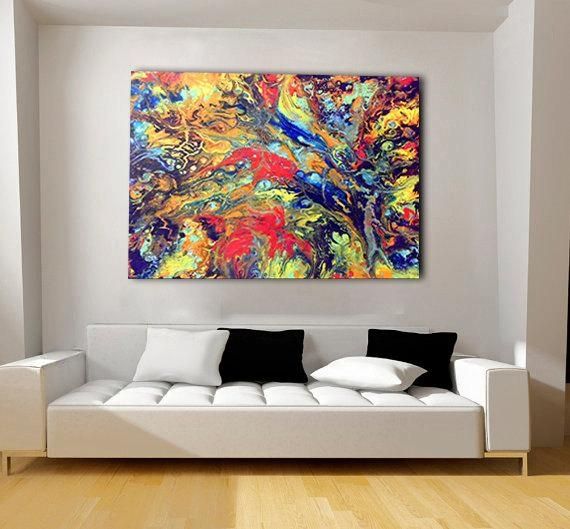 Colorful, Extra Large Canvas, Oversized Print, Bohemian Decor In Extra Large Canvas Abstract Wall Art (View 1 of 20)