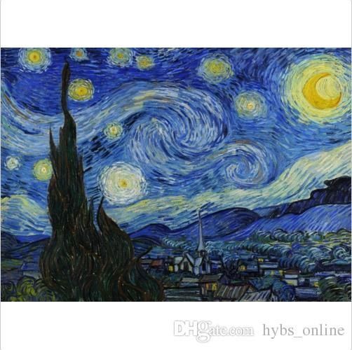 Framed Pure Handpainted Vincent Van Gogh – Starry Night Abstract Regarding Vincent Van Gogh Multi Piece Wall Art (Photo 11 of 20)