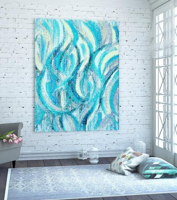 Giclee Canvas Print / Abstract Wall Art / Modern Contemporary Art With Blue Green Abstract Wall Art (View 15 of 20)