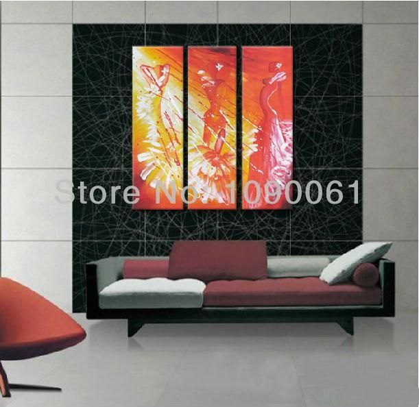 Hand Painted 3 Piece Paintings Beautiful Women Sexy Body Wall Art Inside Abstract Body Wall Art (Photo 6 of 20)