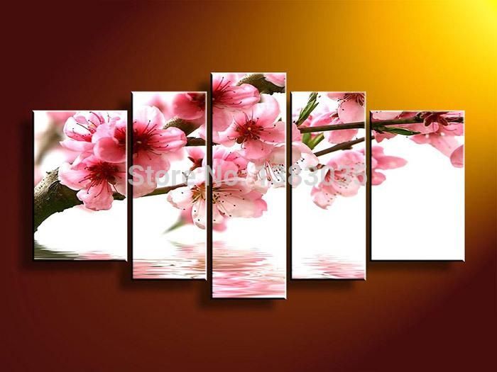 Hand Painted Cherry Blossom Arts 4 Piece Modern Flowers Oil With Cherry Blossom Oil Painting Modern Abstract Wall Art (View 18 of 20)