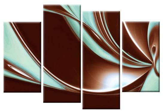 In Brown And Duck Egg Blue Large Canvas Abstract 4 Panel Wall Art For Blue And Brown Abstract Wall Art (View 8 of 20)