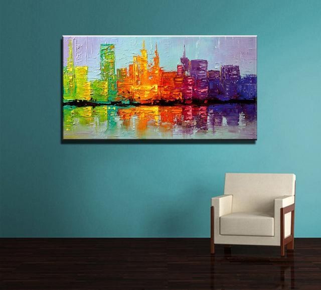 Large Acrylic Knife Paint Hand Painted Abstract Wall Art Building Inside Acrylic Abstract Wall Art (View 6 of 20)