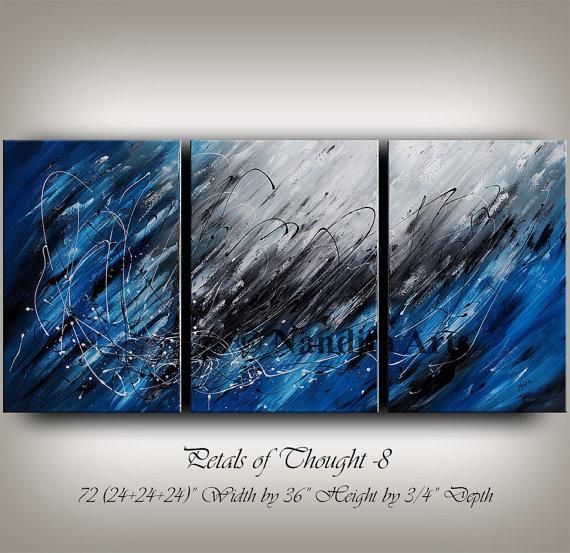 Large Wall Art Blue Acrylic Abstract Painting Wall Decor Grey Inside Large Abstract Wall Art Australia (Photo 20 of 20)