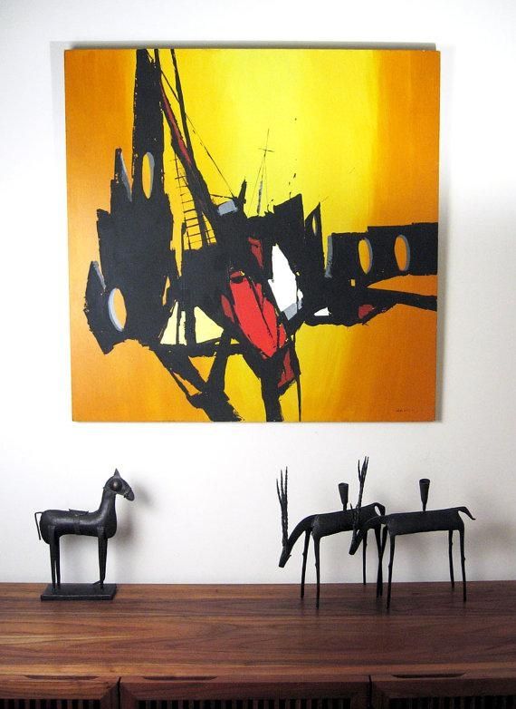 Mid Century Modernist Painting 36" X 36" – Abstract Expressionism In Abstract Expressionism Wall Art (View 16 of 20)