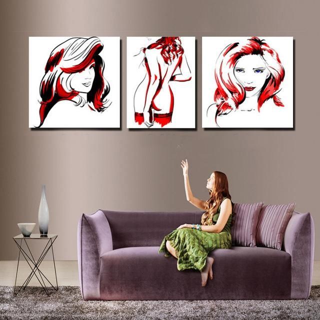 Modern Red And Black Women Body Canvas Painting Sketch Design With Abstract Body Wall Art (View 9 of 20)