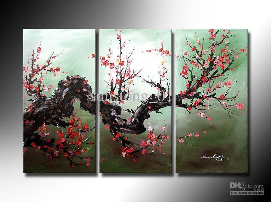 Oil Painting Modern Flower On Canvas With Frame Top Quality For Cherry Blossom Oil Painting Modern Abstract Wall Art (View 10 of 20)