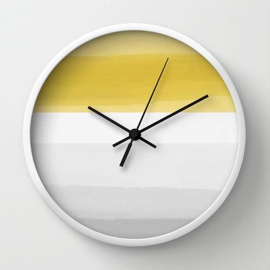 Yellow Grey Wall Clock Abstract Ombre Striped Mustard Yellow Grey Inside Abstract Clock Wall Art (Photo 8 of 20)