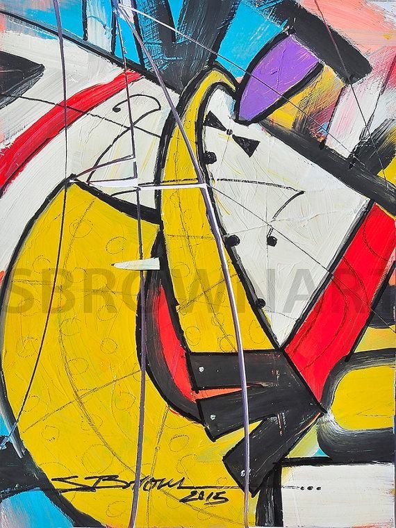Yellow Horn Ii Watercolor Print African American Art Musical Pertaining To Abstract Musical Notes Piano Jazz Wall Artwork (View 18 of 20)