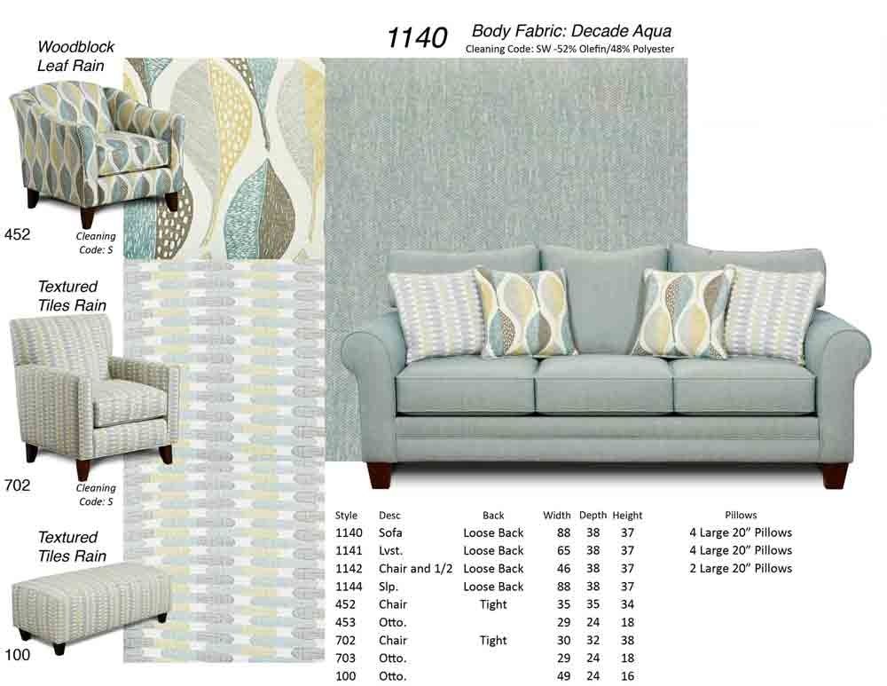 1140 Sofa W/ Accent Pillows – Puritan Furniture Ct In Aqua Sofas (View 6 of 10)